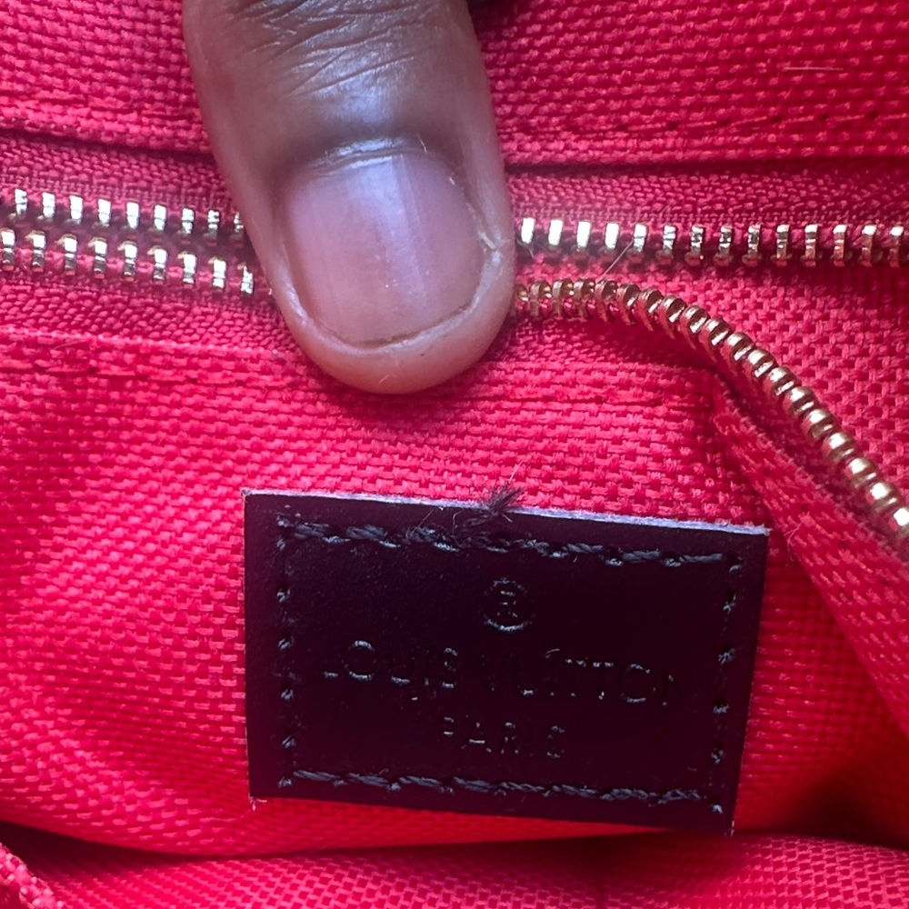 Louis Vuitton Brown and Red Monogram Tote - Picture 2 of 5